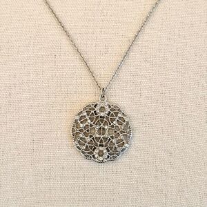 LOFT | Filigree Crystal Pendant Necklace | 36” Length